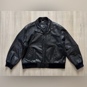 Vintage Members Only Genuine Leather Bomber Jacket Black Sz 2XL